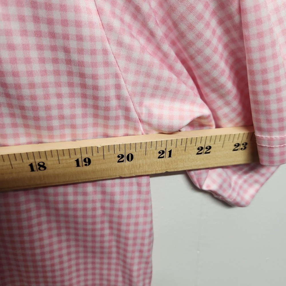 Collars & Co. Polo Shirt Mens Large Pink Dress Collar Gingham Golf Polyester - Picture 8 of 9